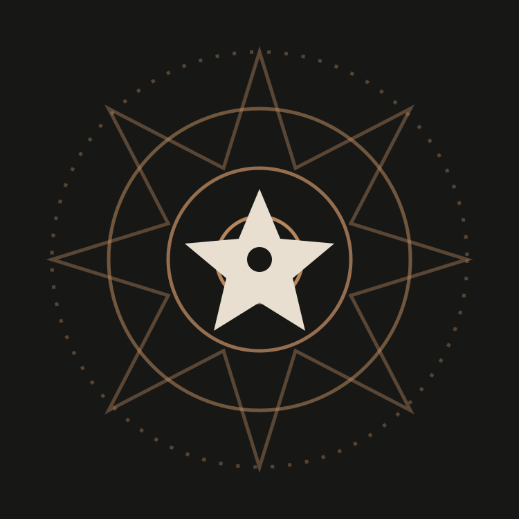 Diagrama radial con un núcleo geométrico y órbitas, símbolo de potencial humano y sistemas de desarrollo.